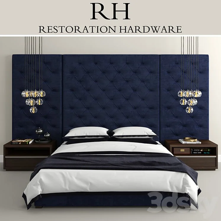 RH Modern custom tufted platform bed